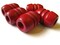 5 28mm Large Hole Red Fluted Barrel Beads Vintage Wood Beads bR1